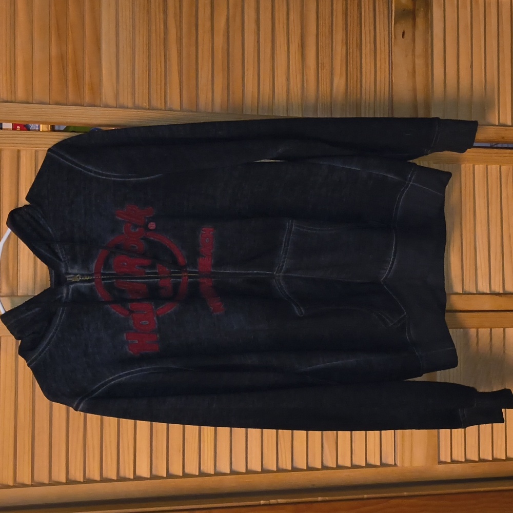 Hard Rock Cafe Myrtle Beach, SC-Black-Washed Hoodie With Red Hard Rock Logo